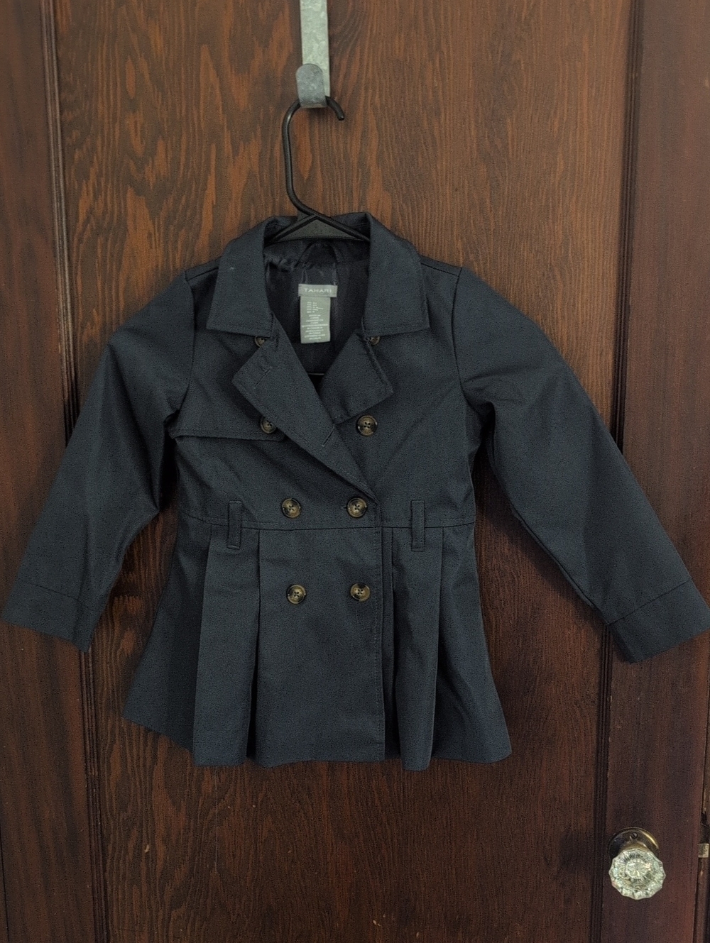 Tahari Navy Double-Breasted Girls Pea Coat